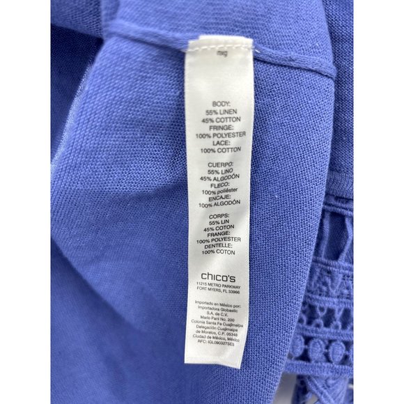 Chico's Tassel Cardigan Open Front Linen Blend Blue Size 1 (8) - Picture 6 of 7